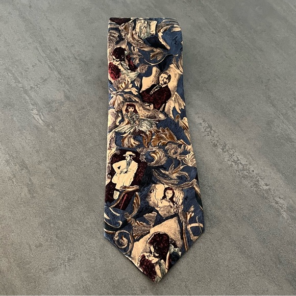 Wembley VINTAGE 1992 Gone with the Wind Movie 100% Imported Silk Necktie Tie USA - Picture 1 of 8